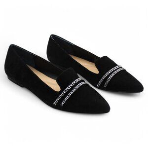 Alfani Womens Poee Strap Leather Slip on Smoking Loafers Black